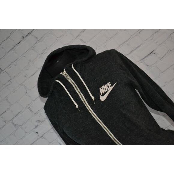 46237-a Nike Casual Athletic Jacket With Pocket Gray Cotton Size Medium Womens - Picture 2 of 8